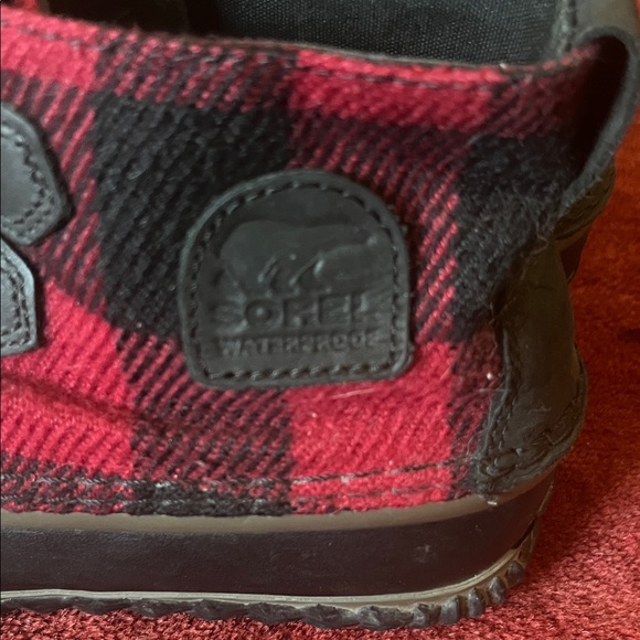 Sorel Women's Out N About Red Buffalo Plaid Lace Up Rain Boots - Picture 3 of 12